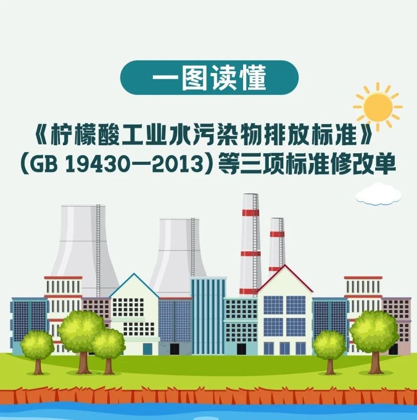 一圖讀懂 | 《檸檬酸工業(yè)水污染物排放標(biāo)準(zhǔn)》（GB 19430—2013）等三項(xiàng)標(biāo)準(zhǔn)修改單